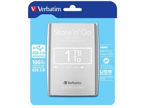 Verbatim Dysk zewnętrzny Verbatim 1TB Store 'n' Go 2.5" srebrny USB 3.0