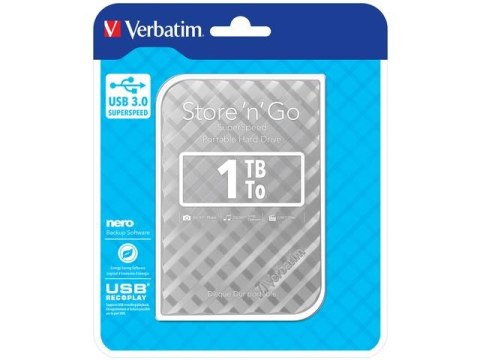 Verbatim Dysk zewnętrzny Verbatim 1TB Store 'n' Go 2.5" srebrny USB