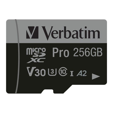 Verbatim Karta pamięci Micro SDXC Verbatim Pro U3 256GB (100/90 MB/s) Class 10 U3 V30 + adapter