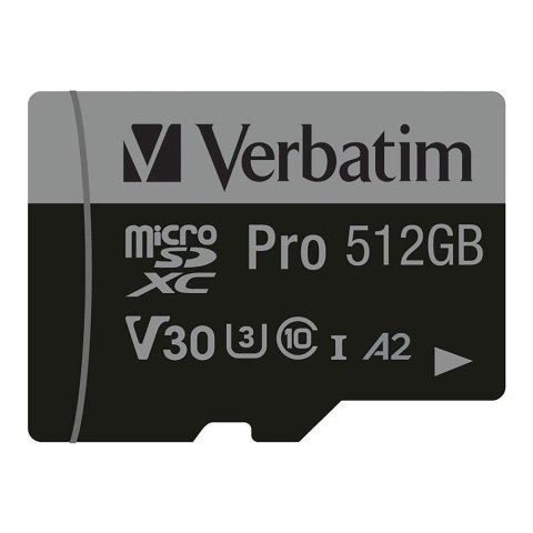 Verbatim Karta pamięci Micro SDXC Verbatim Pro U3 512GB (100/90 MB/s) Class 10 U3 V30 + adapter