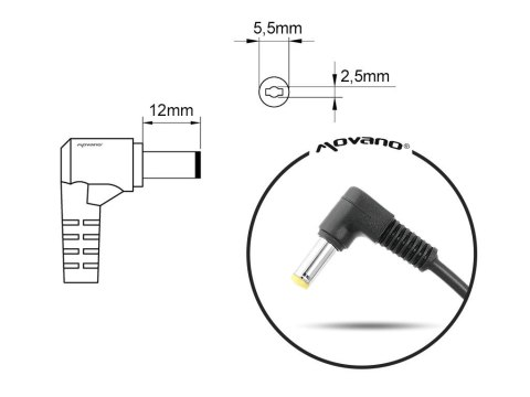 Przewód do zasilacza / ładowarki Liteon Asus Toshiba (5.5x2.5) - 135W - kątowy Przewód do zasilacza / ładowarki Liteon Asus Toshiba (5.5x2.5) - 135W - kątowy