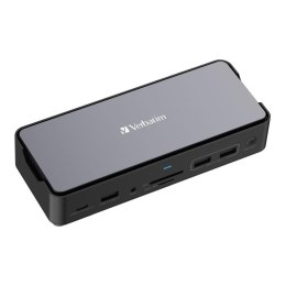 Verbatim Stacja dokująca Verbatim USB-C Pro CDS-15SSD 2xHDMI DP RJ-45 4xUSB 3xUSB-C SD microSD SSD audio