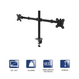 AKYGA Uchwyt biurkowy na dwa monitory Akyga AK-MB-02 ramiona 2x10kg VESA 75x75mm / 100x100mm 15-32